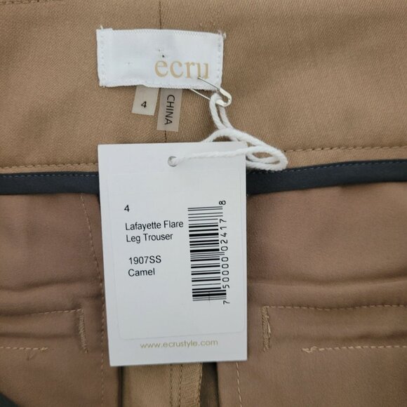 Ecru Lafayette Flare Leg Trousers Womens Size 4 Camel Career NWT - Picture 3 of 7